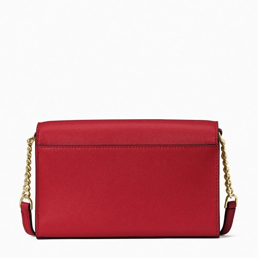 New Kate Spade Staci Small Flap Crossbody Saffiano Leather Red Currant_3